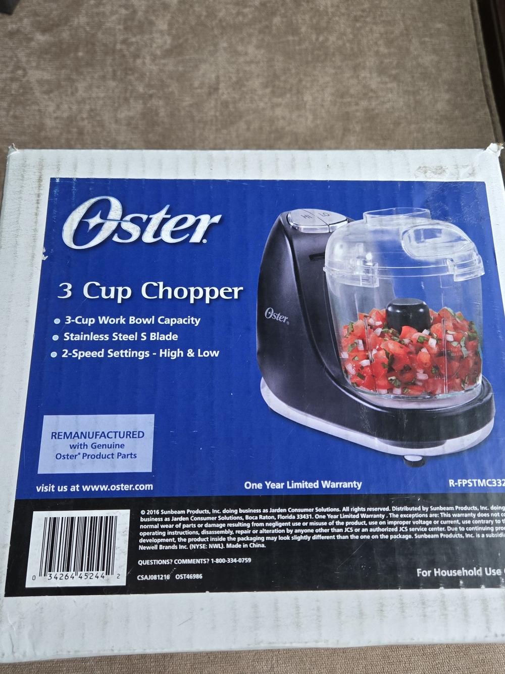 Oster 3-Cup Chopper in Blue and Black